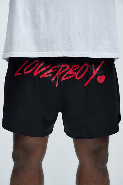 Loverboy Relaxed Swim Trunk 4″ - Black