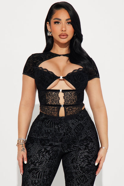 Celina Burnout Pant Set - Black