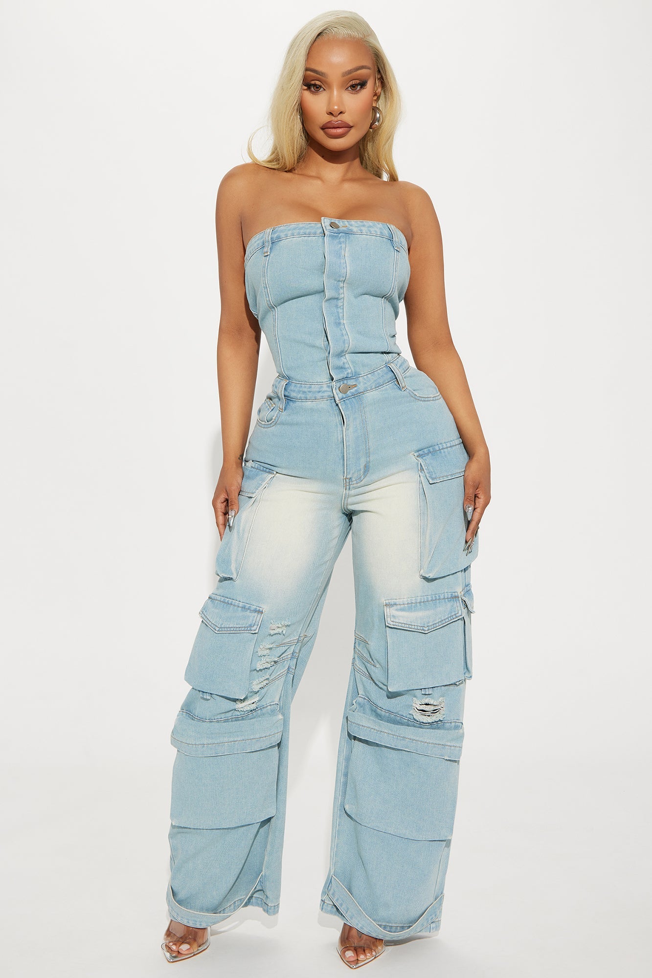 Keep Up Denim Jumpsuit - Light Wash