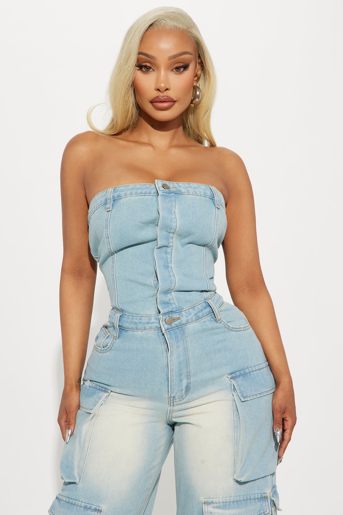 Keep Up Denim Jumpsuit - Light Wash