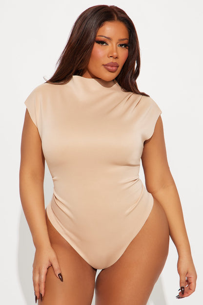 Fern Short Sleeve Mock Neck Bodysuit - Nude