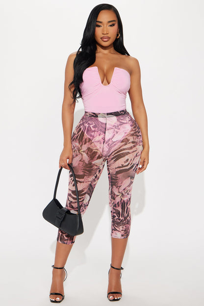 Vanity Ruched Strapless Bodysuit - Pink