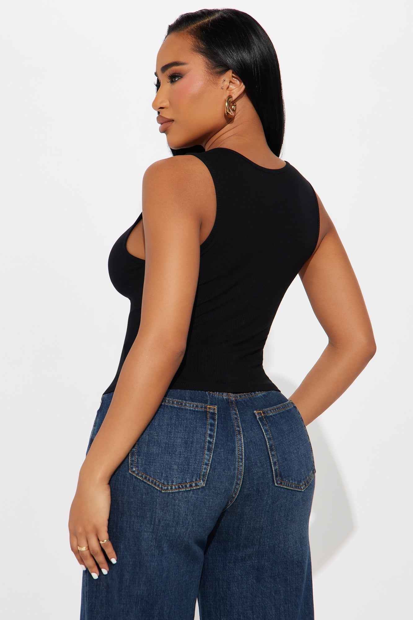 Jolene V-Wire Ruched Tank Top - Black