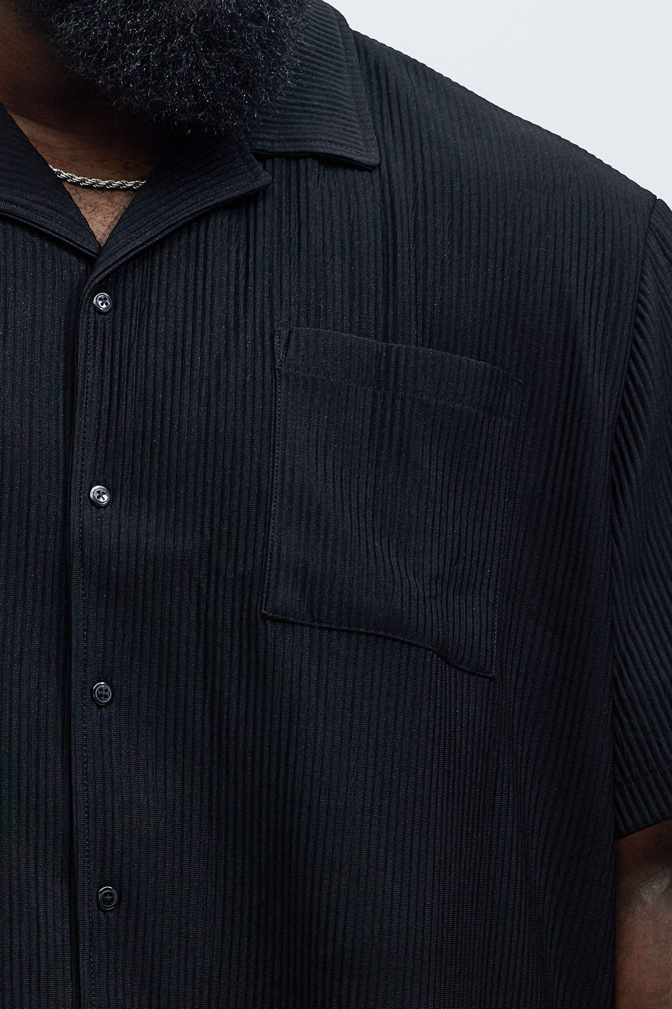 Show Up Short Sleeve Cuban Shirt - Black