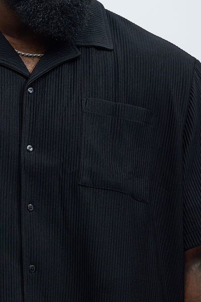 Show Up Short Sleeve Cuban Shirt - Black