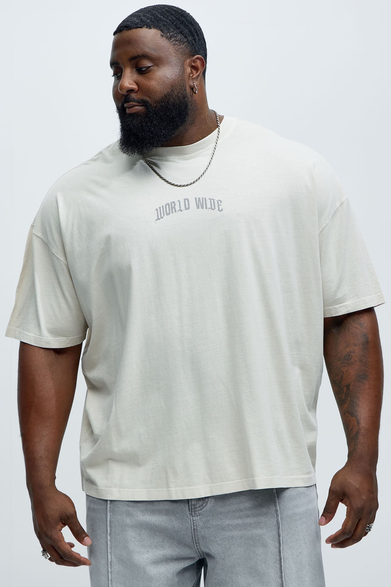 World Wide Chaos Oversized Short Sleeve Tee - Light Grey