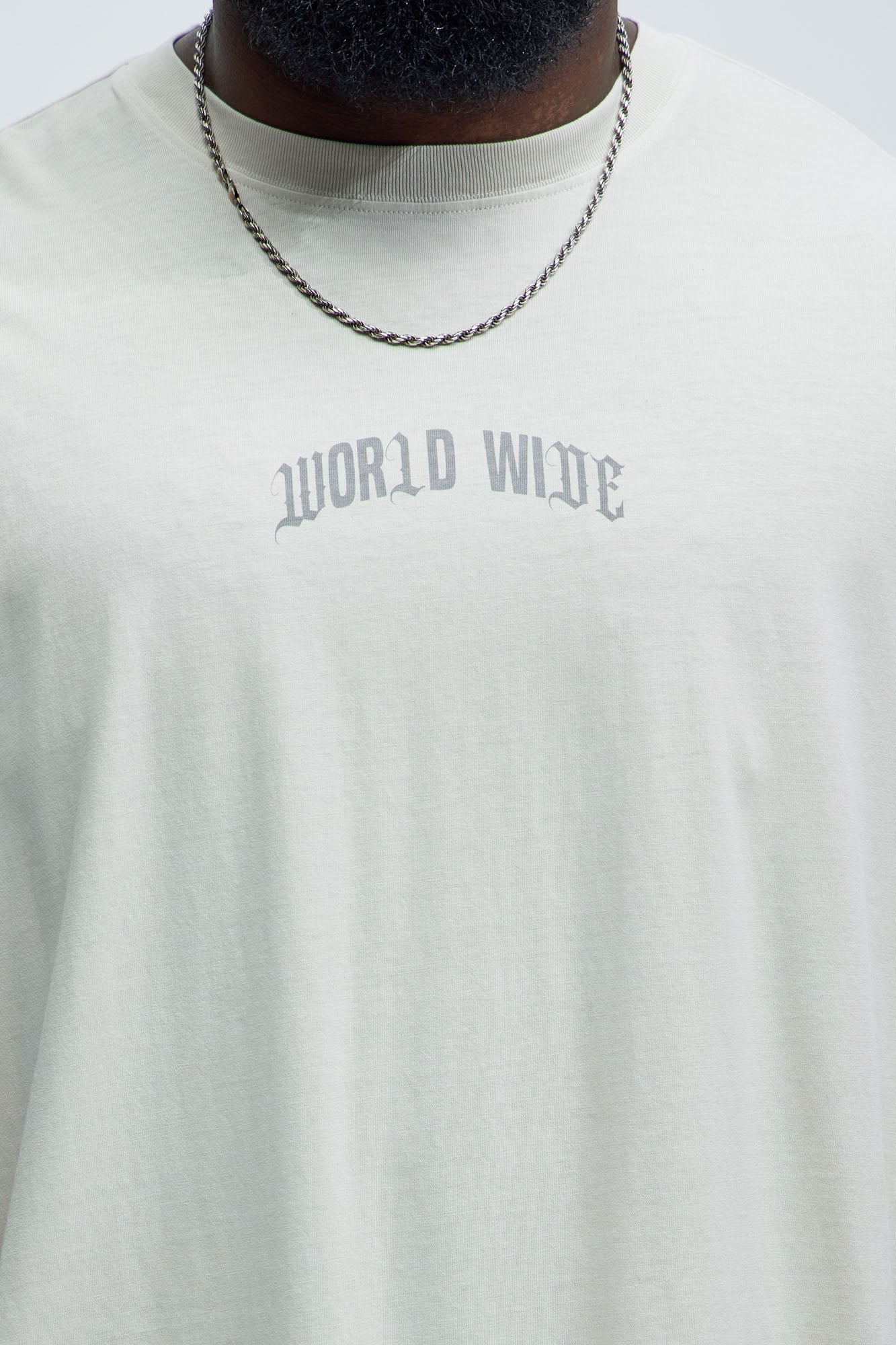 World Wide Chaos Oversized Short Sleeve Tee - Light Grey