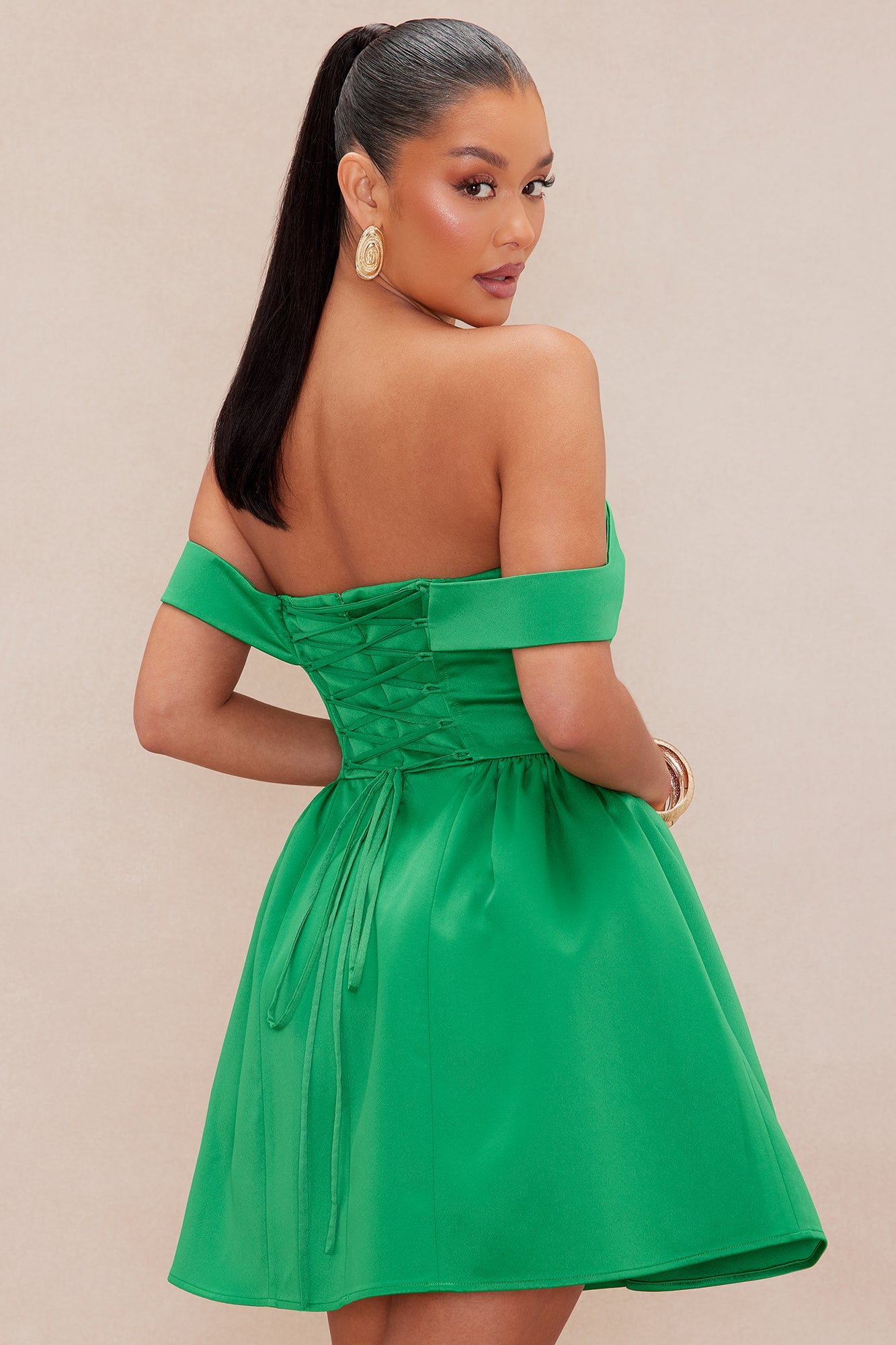 Ariana Satin Mini Dress - Kelly Green