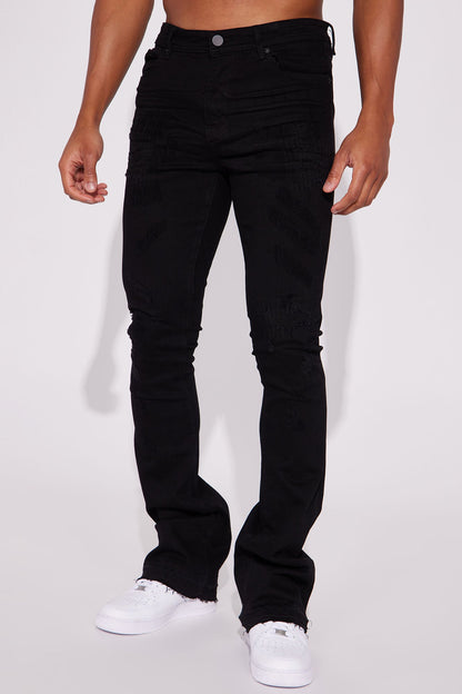 Do You Mind Stacked Skinny Flare Jeans - Black