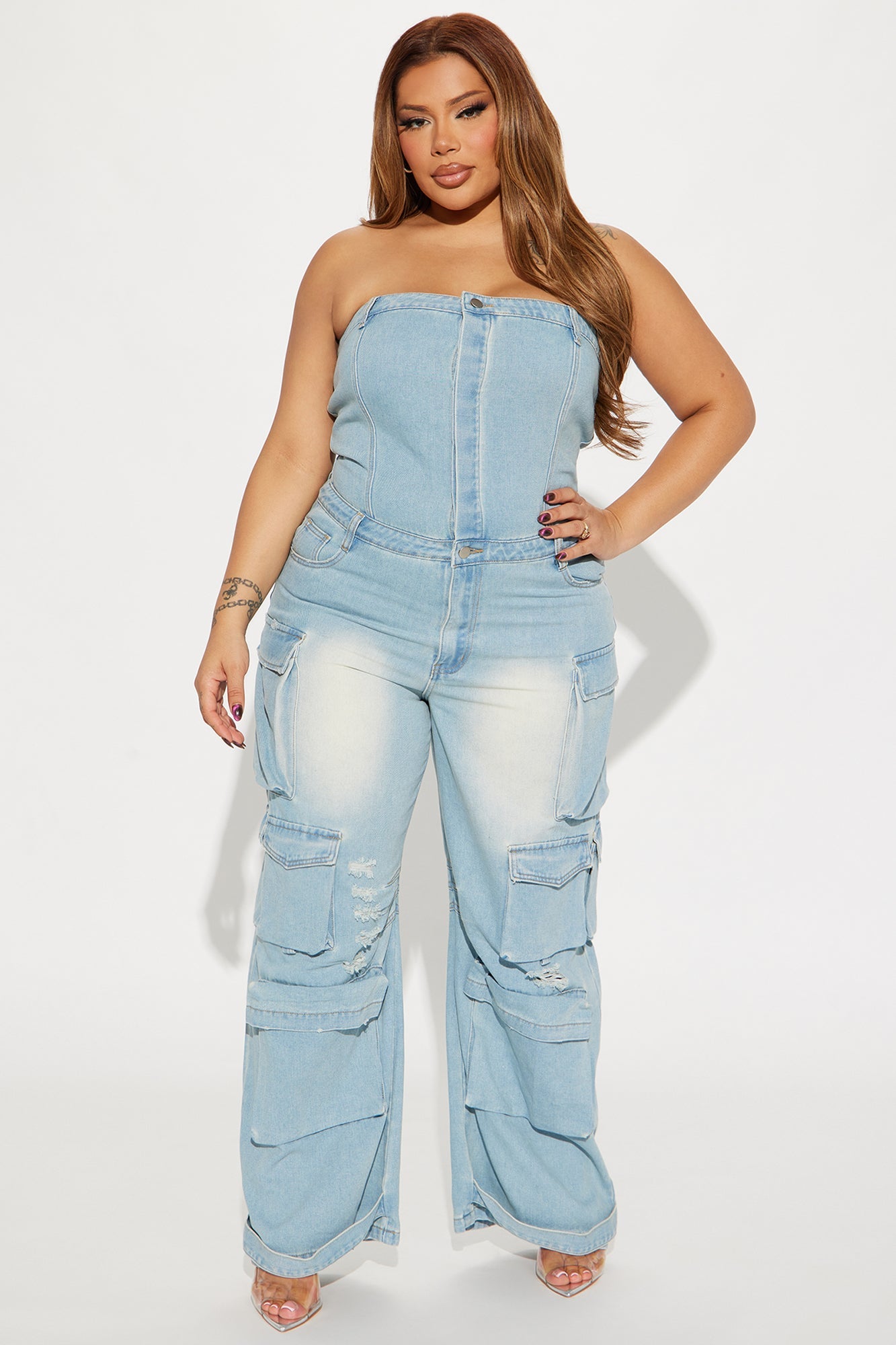 Keep Up Denim Jumpsuit - Light Wash