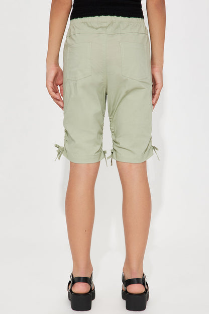 Mini Twill Cargo Pocket Bermuda Shorts - Sage