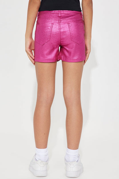 Mini Kasey Metallic Shorts - Fuchsia