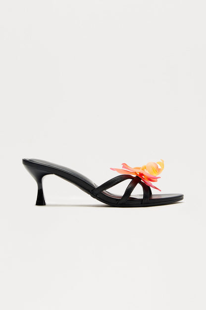 Jelani Flower Mules - Black