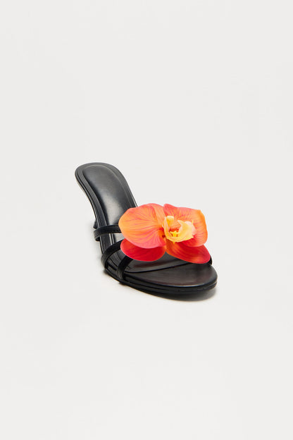 Jelani Flower Mules - Black