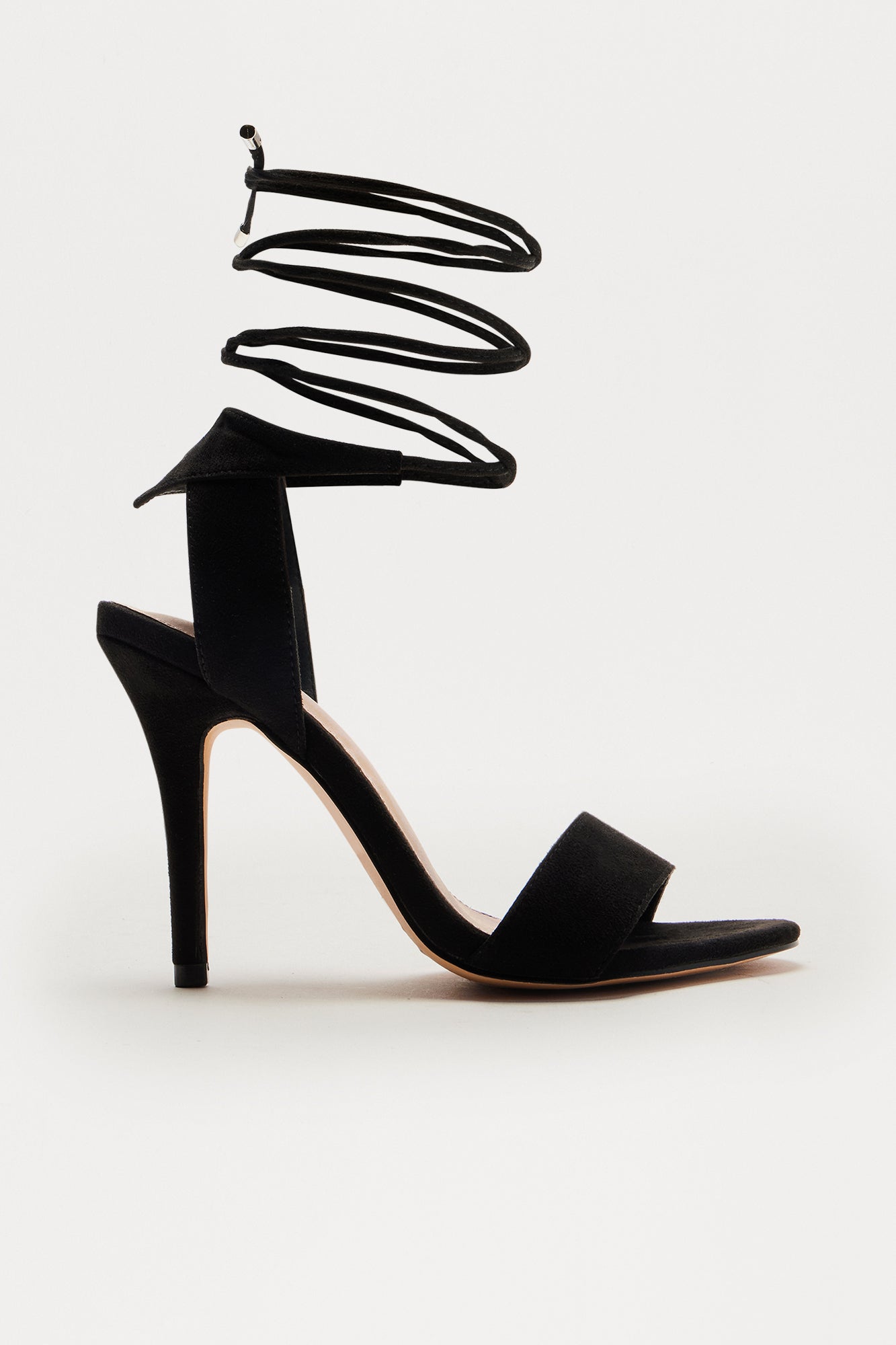 Jinxed Wrap Up Stiletto Heels - Black