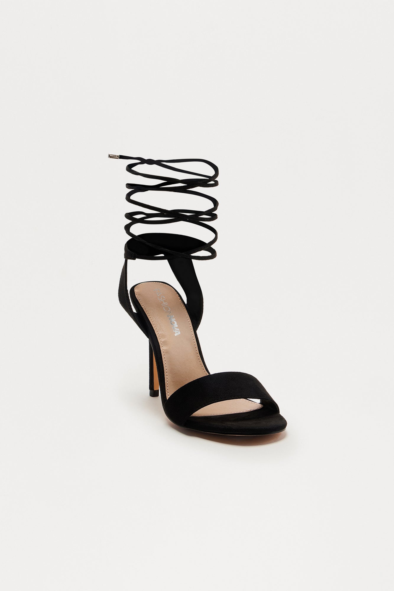 Jinxed Wrap Up Stiletto Heels - Black
