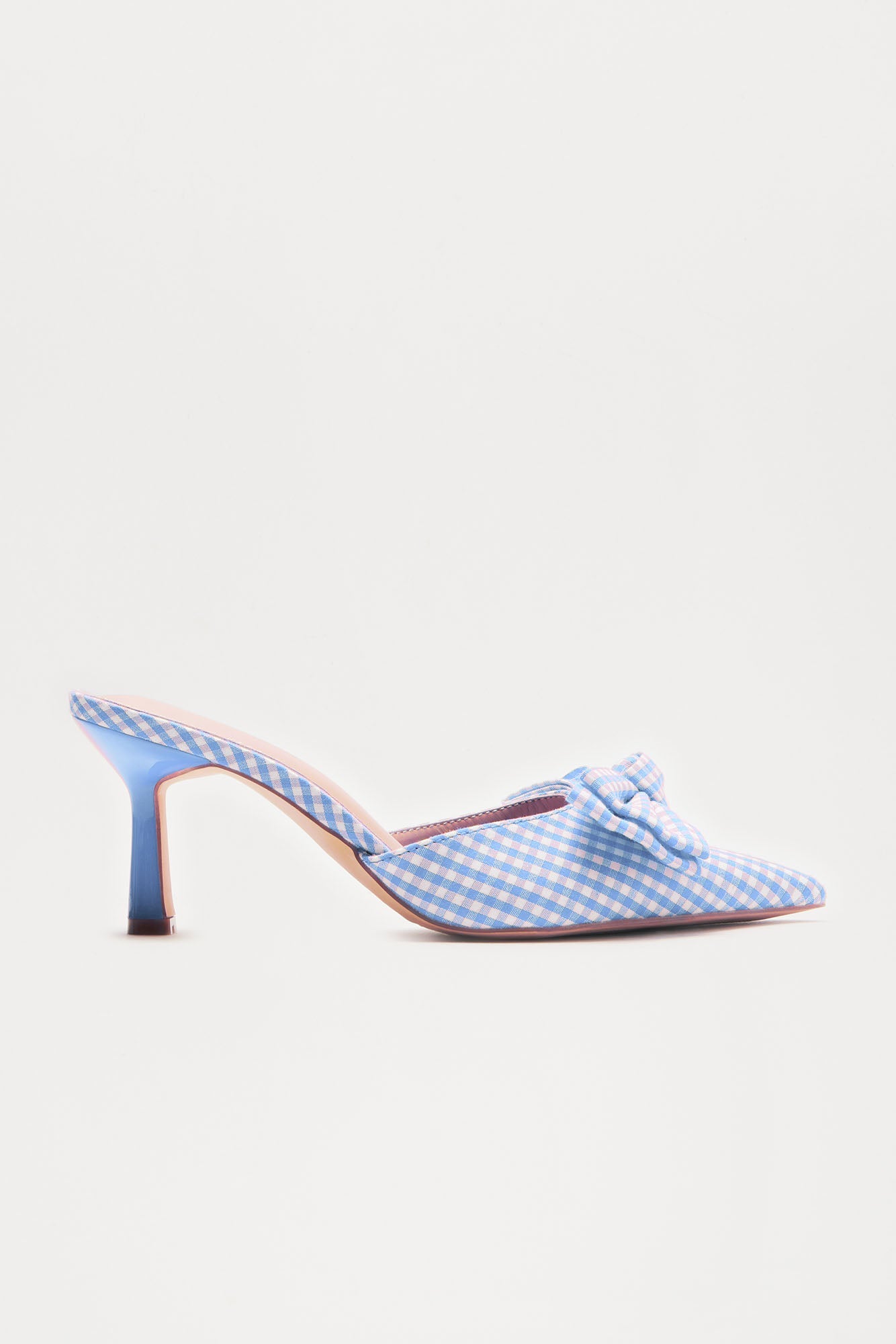 Silo Bow Gingham Pumps - Blue/combo