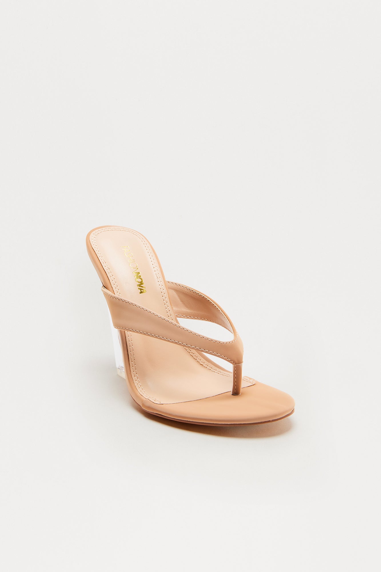 Rizzo Clear Thong Wedges - Nude