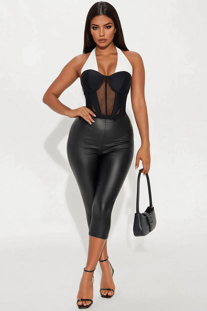 Endless Grace Corset Halter Top - Black/White
