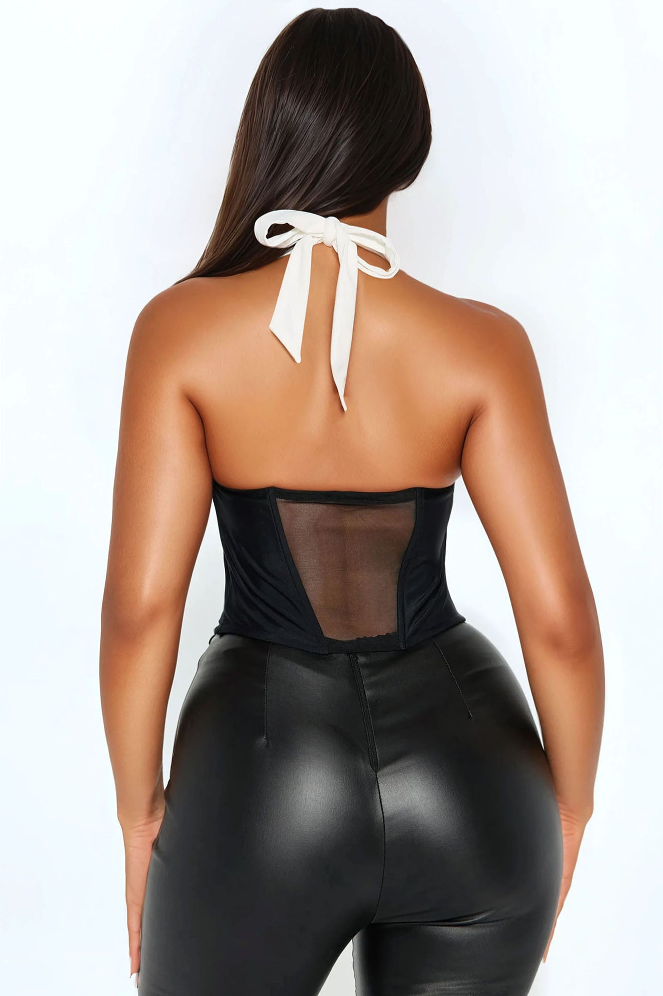 Endless Grace Corset Halter Top - Black/White