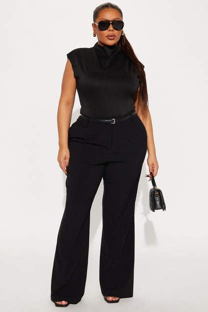 Fern Short Sleeve Mock Neck Bodysuit - Black