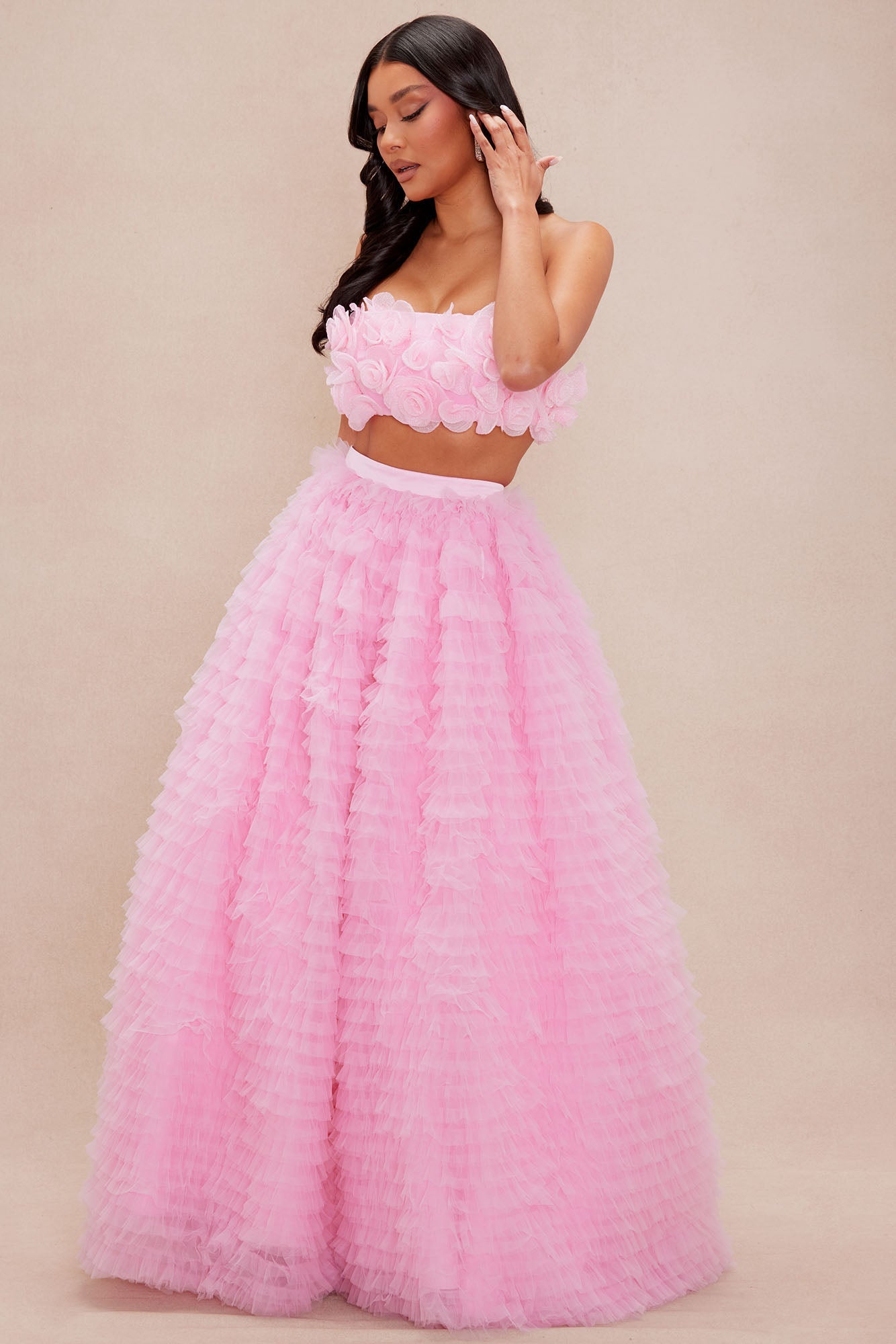 Addie Tulle Gown Set - Pink