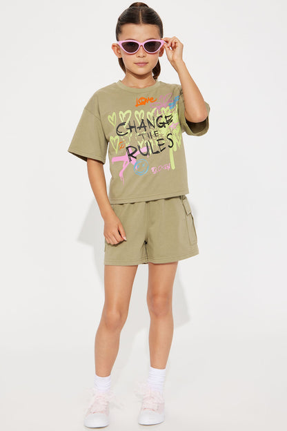 Mini Change The Rules Cargo Short Set - Olive