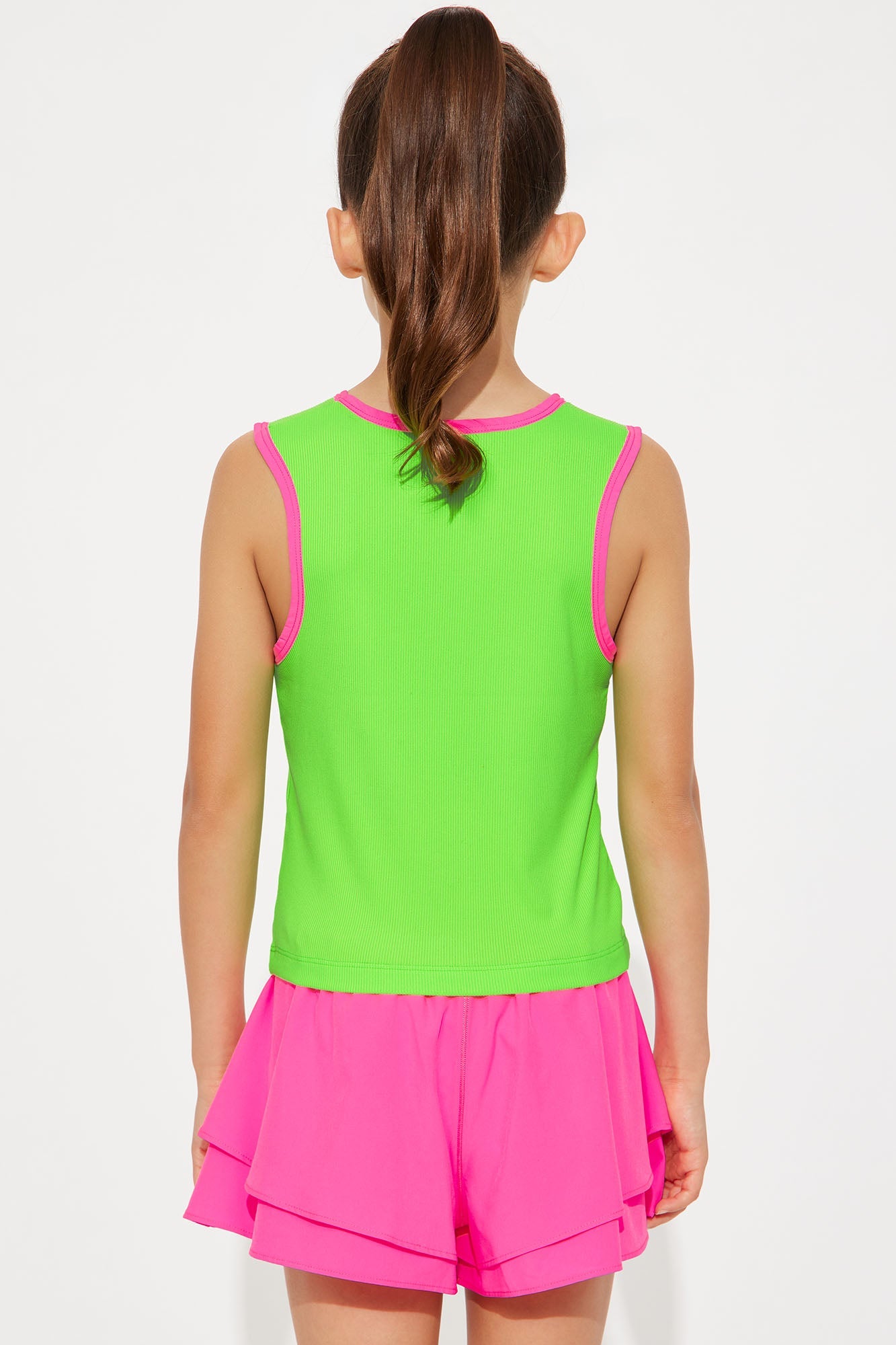 Mini Ana Windbreaker Ruffled Short Set - Fuchsia