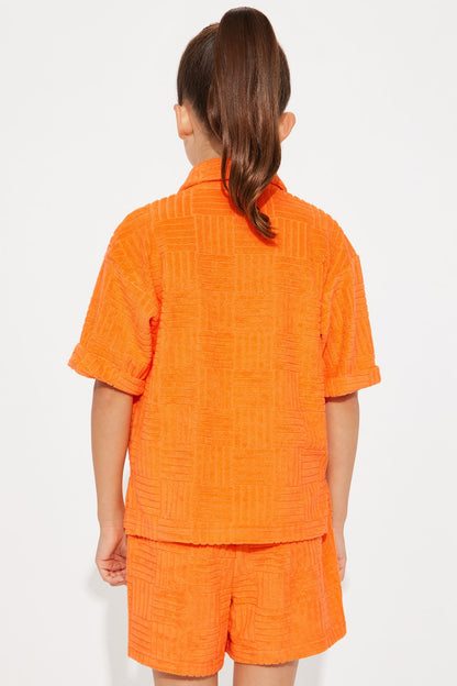 Mini Ayana Terry Cloth Short Set - Orange