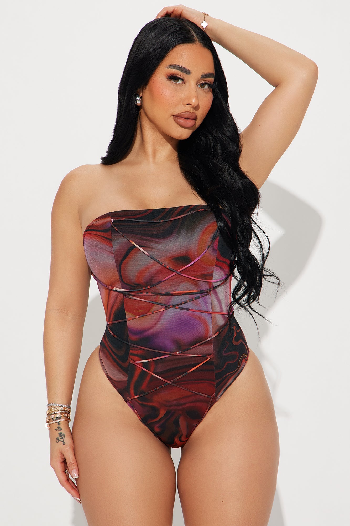Caught In The Moment Mesh Bodysuit - Multi Color