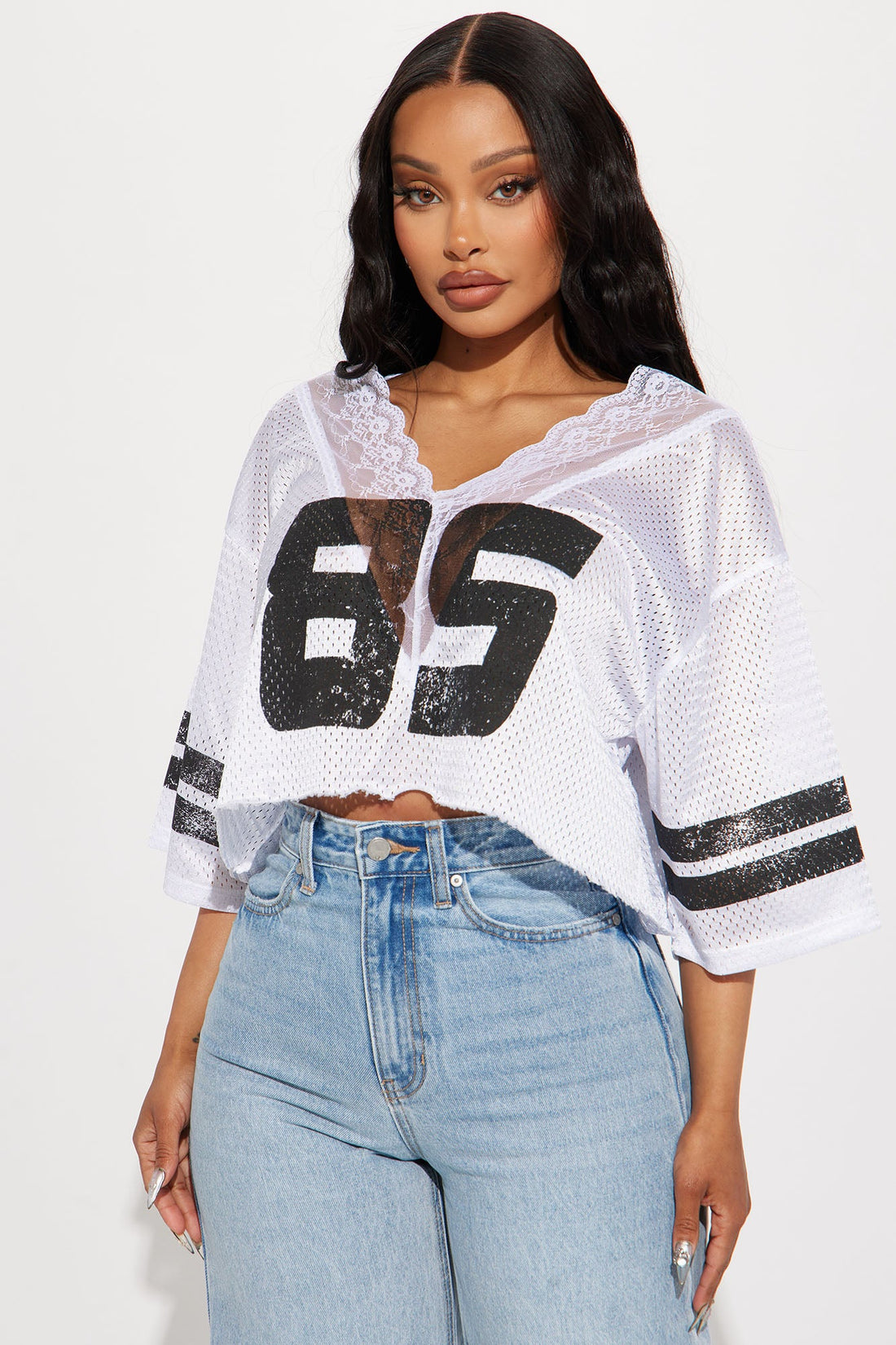 Lucky 85 Lace Jersey Tee - White