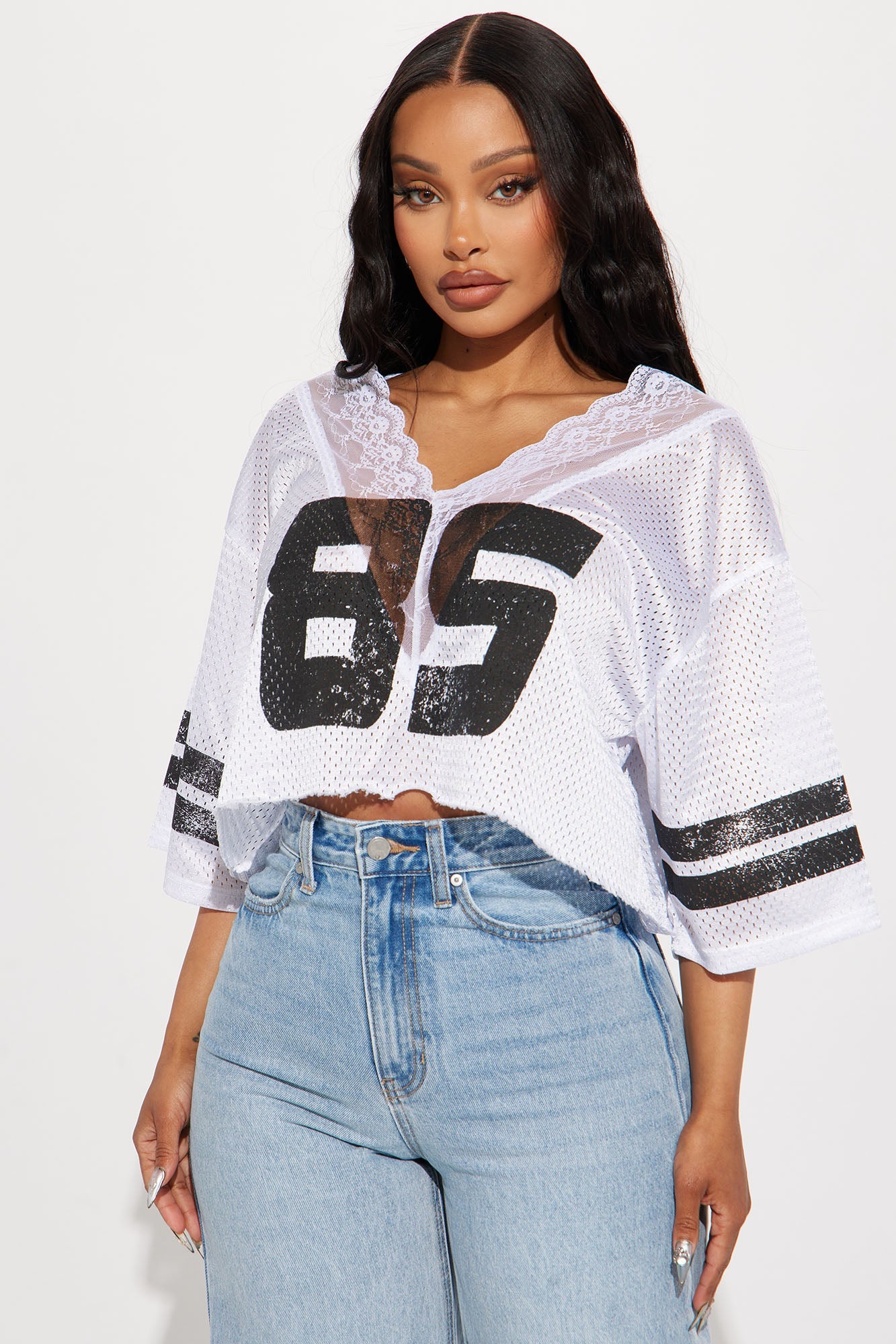 Lucky 85 Lace Jersey Tee - White