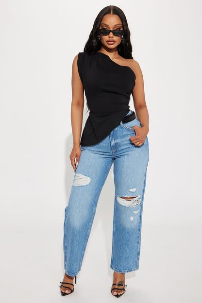 In My Moment One Shoulder Top - Black