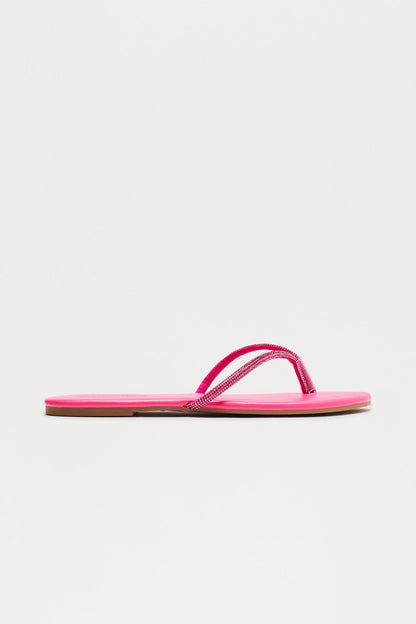 Lagoon Rhinestone Trim Flip Flops - Pink