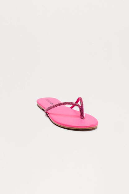 Lagoon Rhinestone Trim Flip Flops - Pink