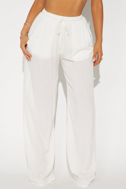 In Cannes For The Summer Wide Leg Gauze Pant - Ivory