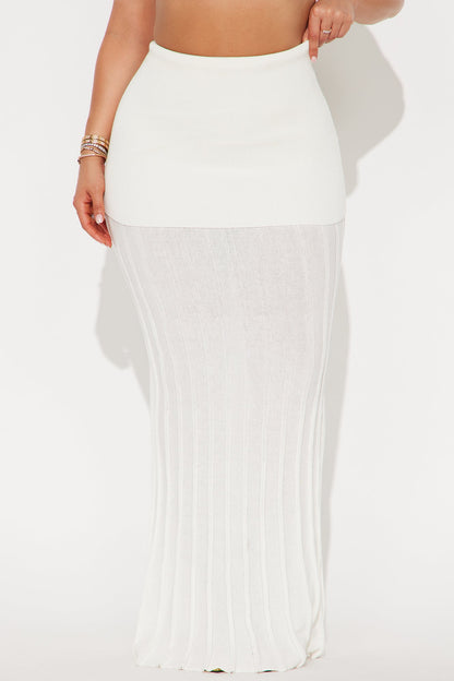 Lia Fold Over Waistband Maxi Skirt - Cream