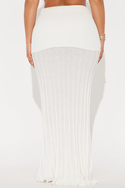 Lia Fold Over Waistband Maxi Skirt - Cream
