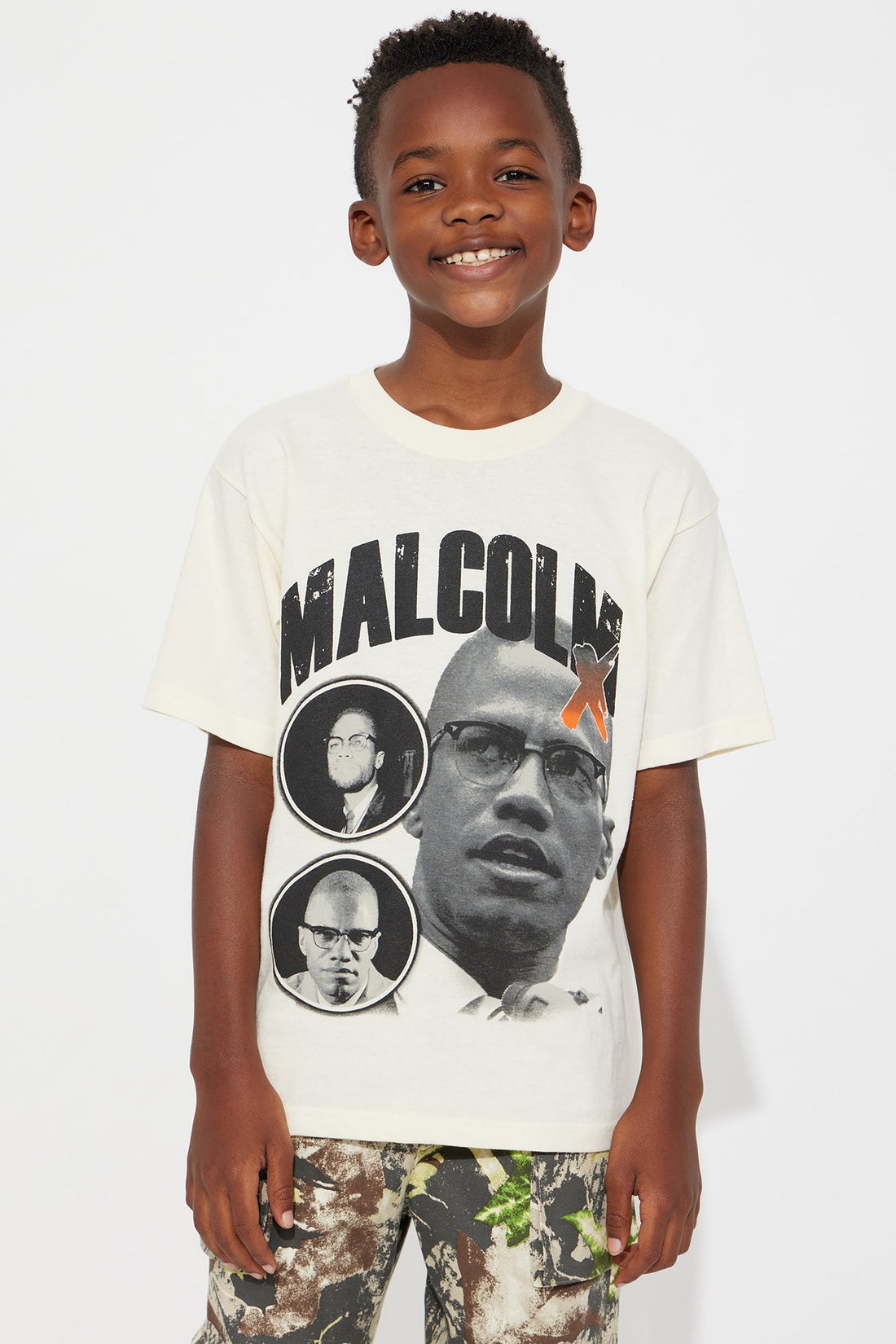 Mini Malcolm X Portraits Graphic Short Sleeve T-Shirt - Natural