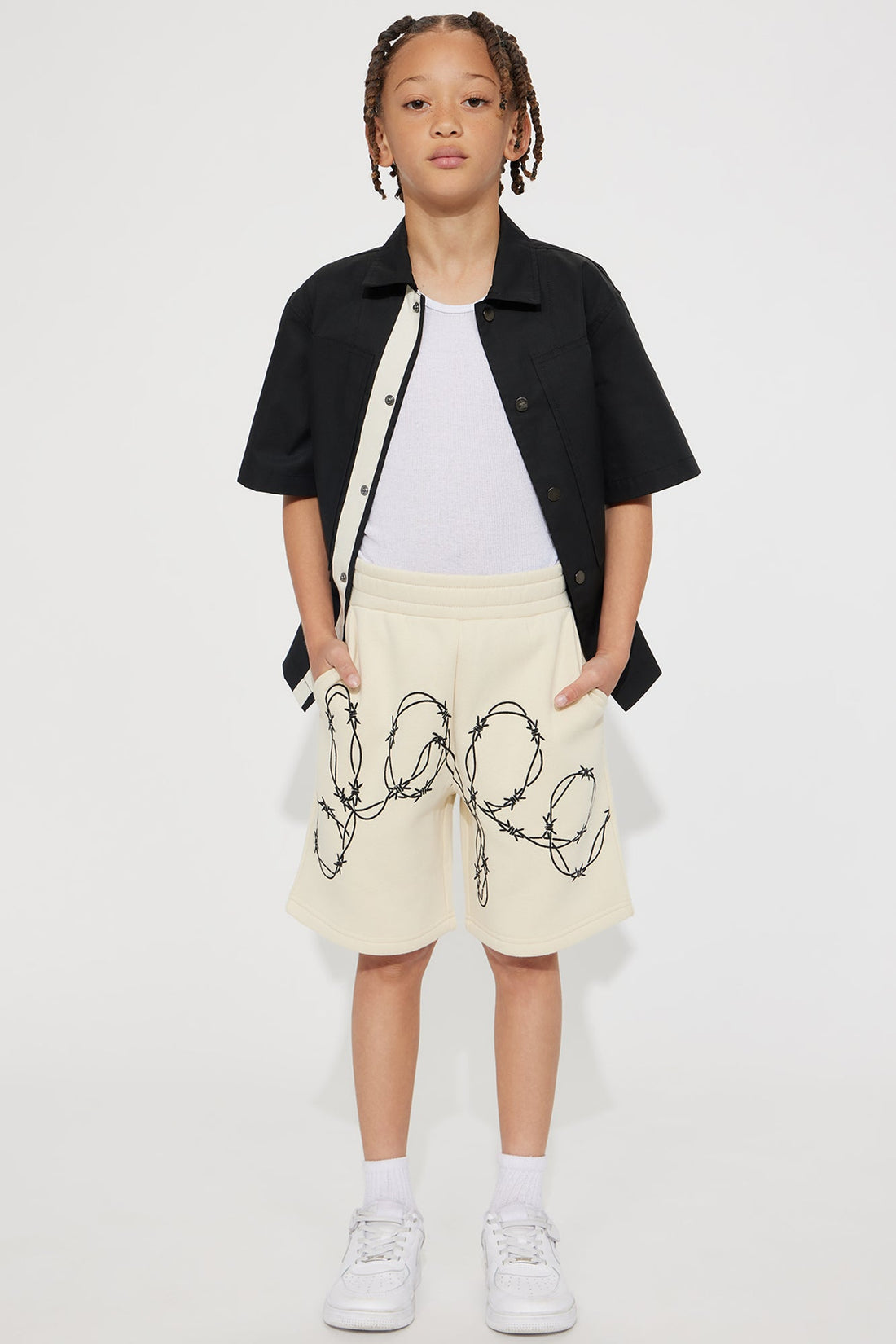 Mini Tyson Dope Barbed Wire Sweatshorts - Cream