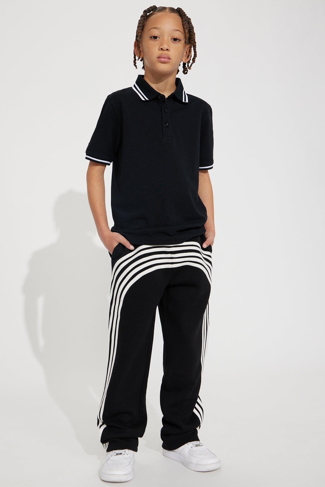 Mini Tyson Race Course Striped Sweatpants - Black