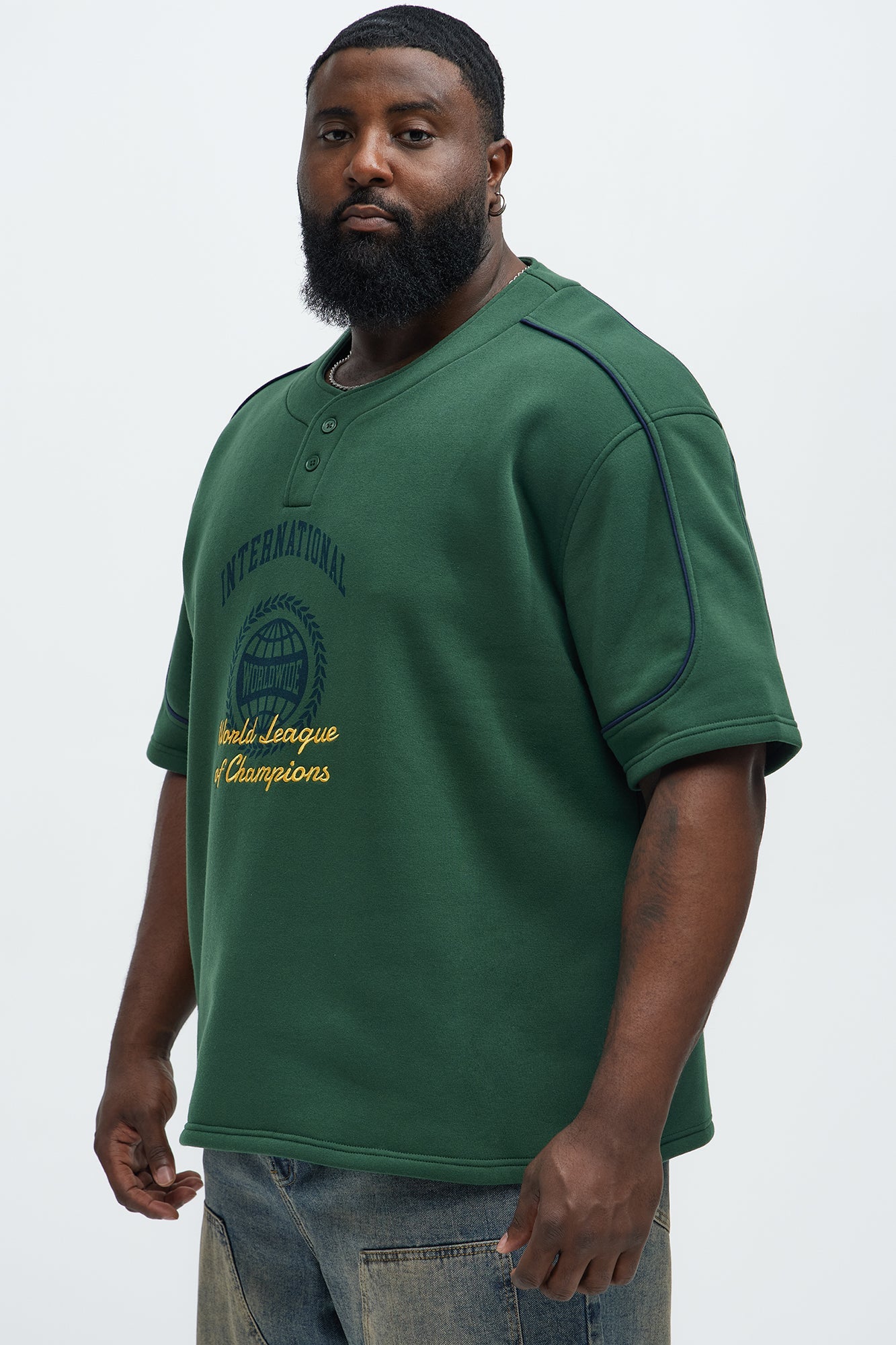 International Champ Short Sleeve Henley - Hunter Green