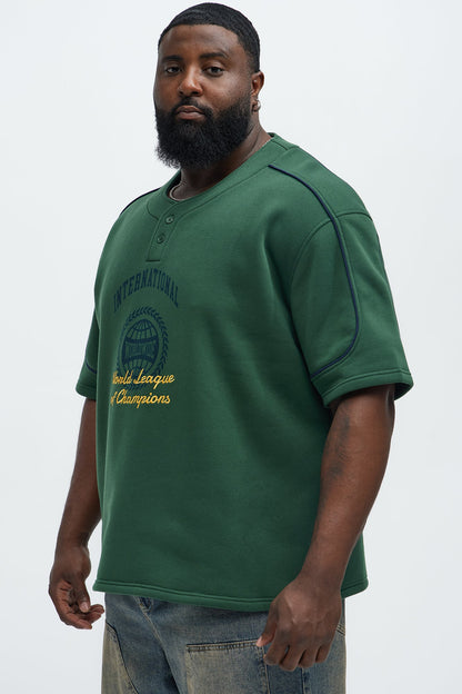 International Champ Short Sleeve Henley - Hunter Green