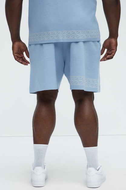 Palm Springs Knitted Relaxed Shorts - Blue/combo
