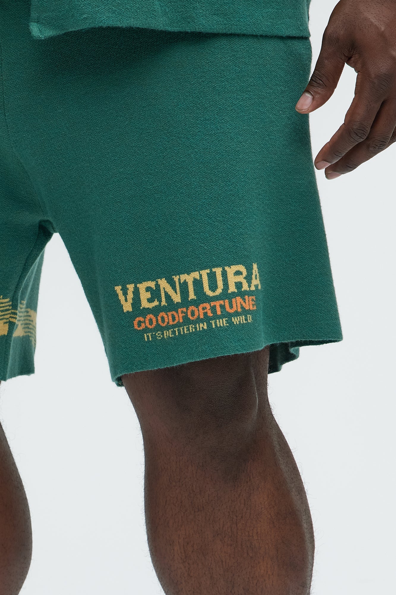 Dragon Palm Knitted Relaxed Shorts - Green/combo