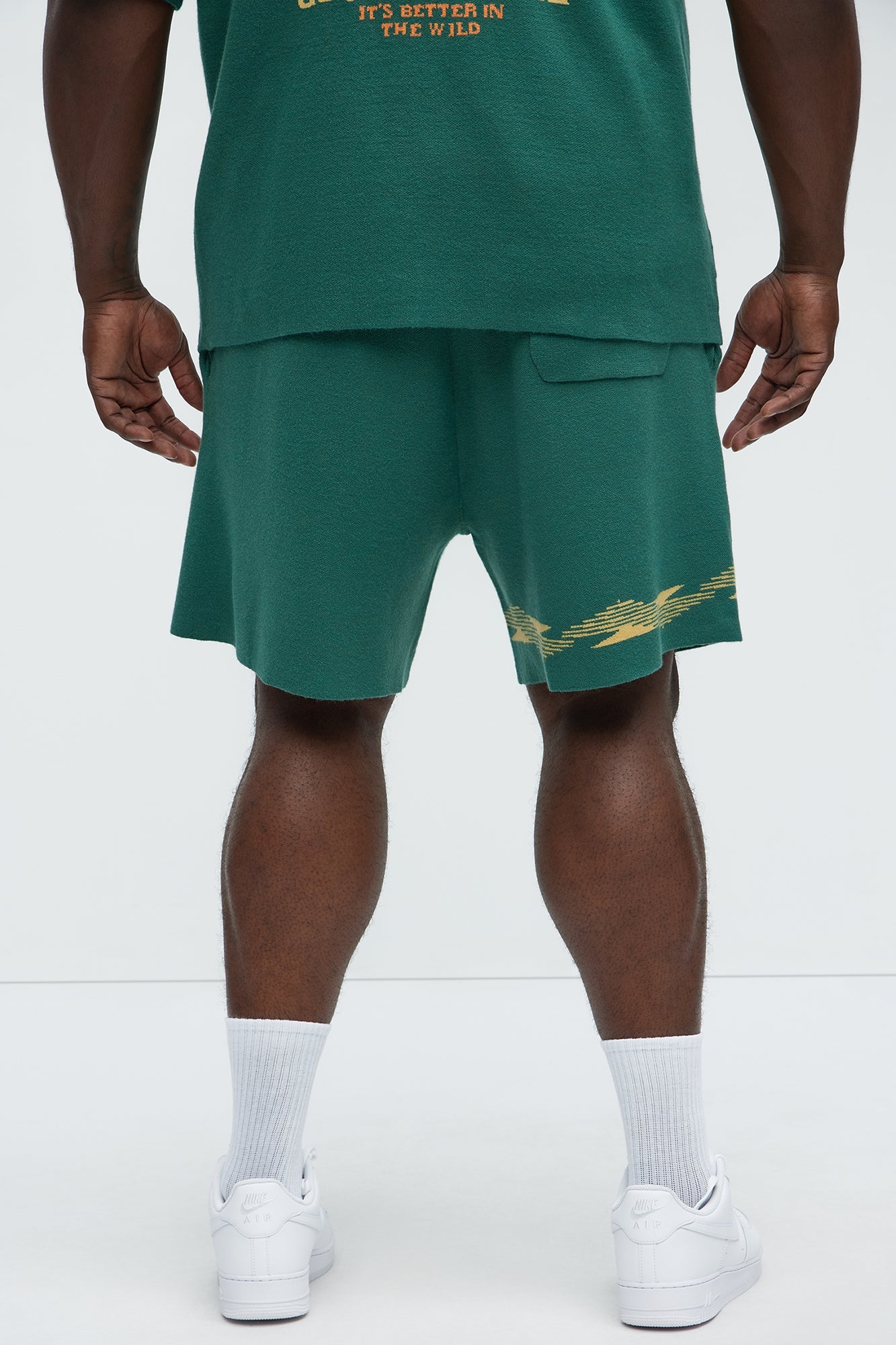 Dragon Palm Knitted Relaxed Shorts - Green/combo