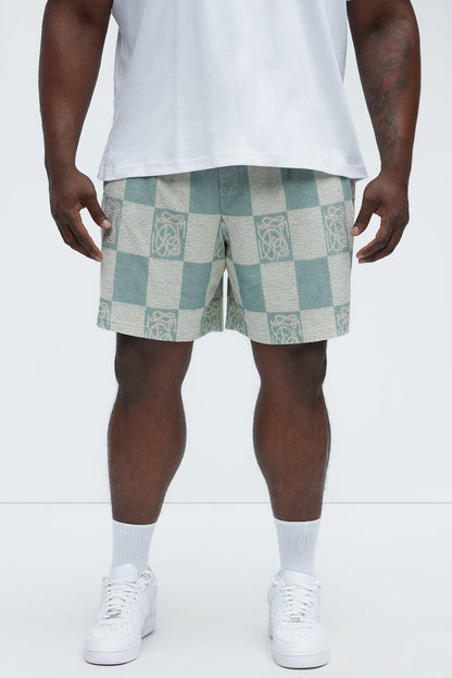 Checkered Relaxed Shorts - Blue/combo