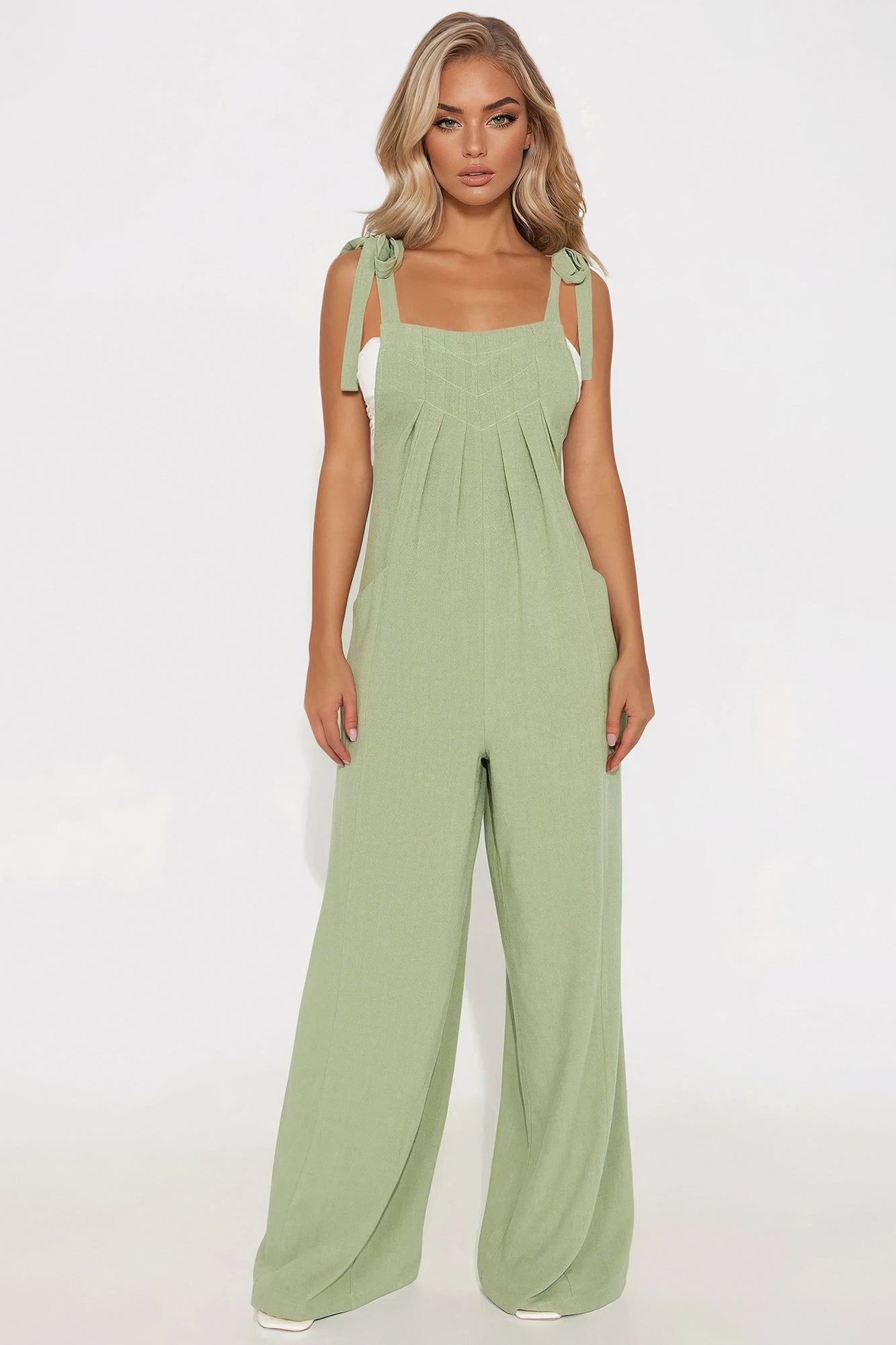 Brenda Wide Leg Jumpsuit - Sage