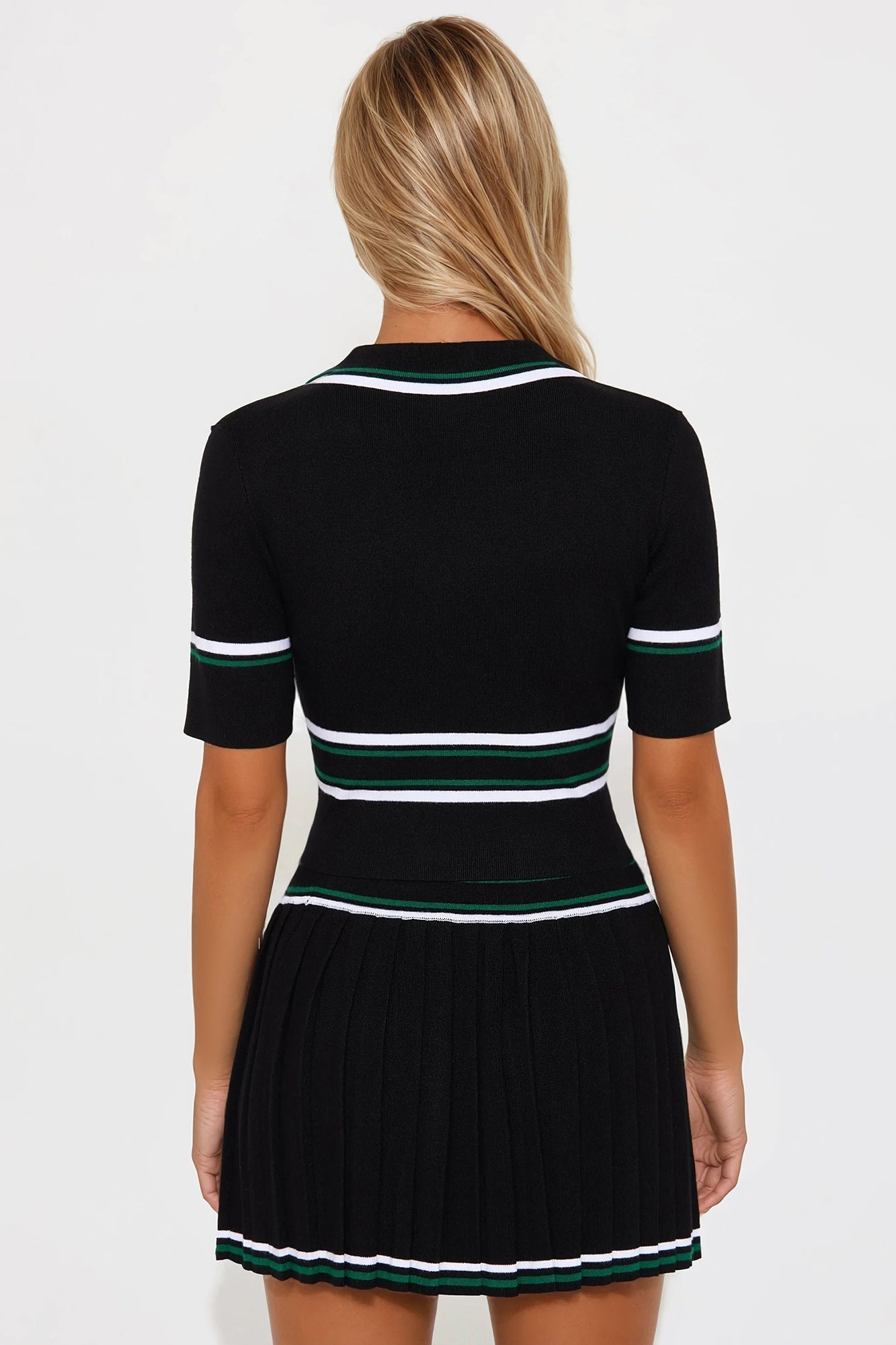 Trendy Babe Sweater Mini Skirt Set - Black