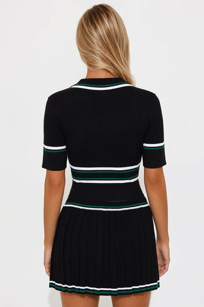 Trendy Babe Sweater Mini Skirt Set - Black
